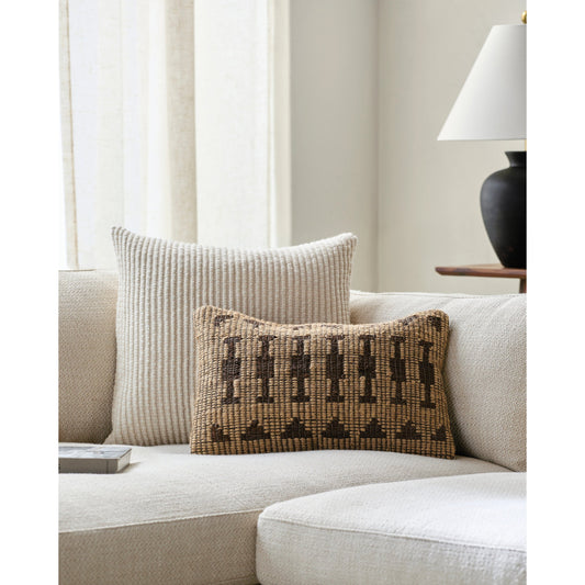 Twareg Pillow - 481479 by Surya in camel, eggplant, chocolate, nickel. Made from front: 70% jute, 30% leather, back: 100% cotton in a cottage & farmhouse style.