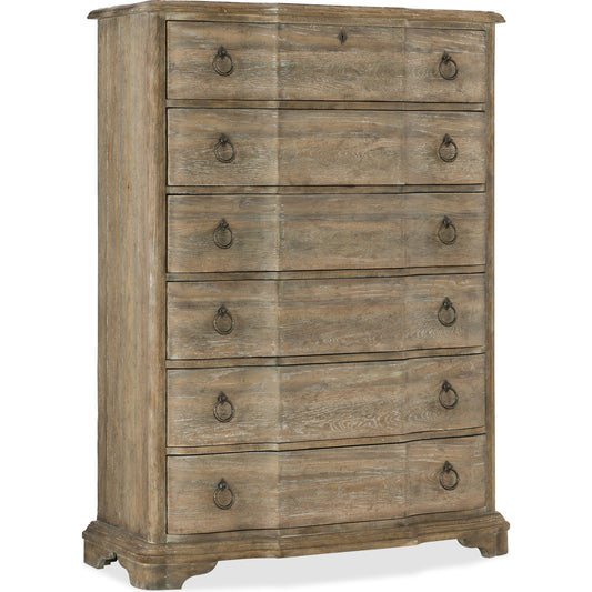 Chimay Chest by Hooker Furniture in light brown. Made from white oak, cedar veneers in a cottage & farmhouse style.