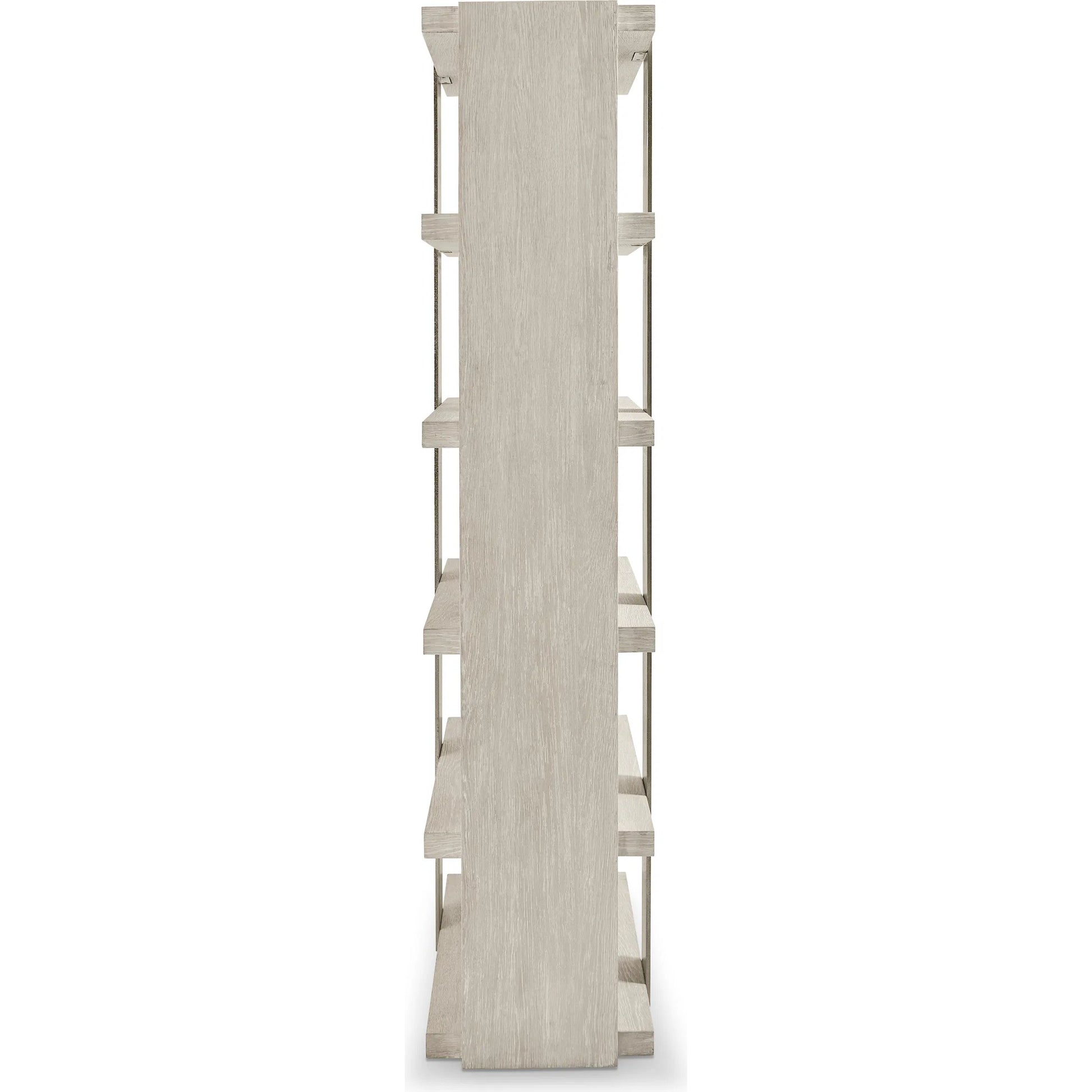 Tempo Etagere by Bernhardt in larza, satin nickel. Made from oak, aluminum in a transitional style.