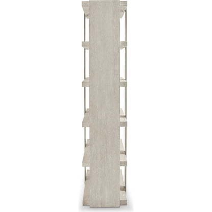 Tempo Etagere by Bernhardt in larza, satin nickel. Made from oak, aluminum in a transitional style.