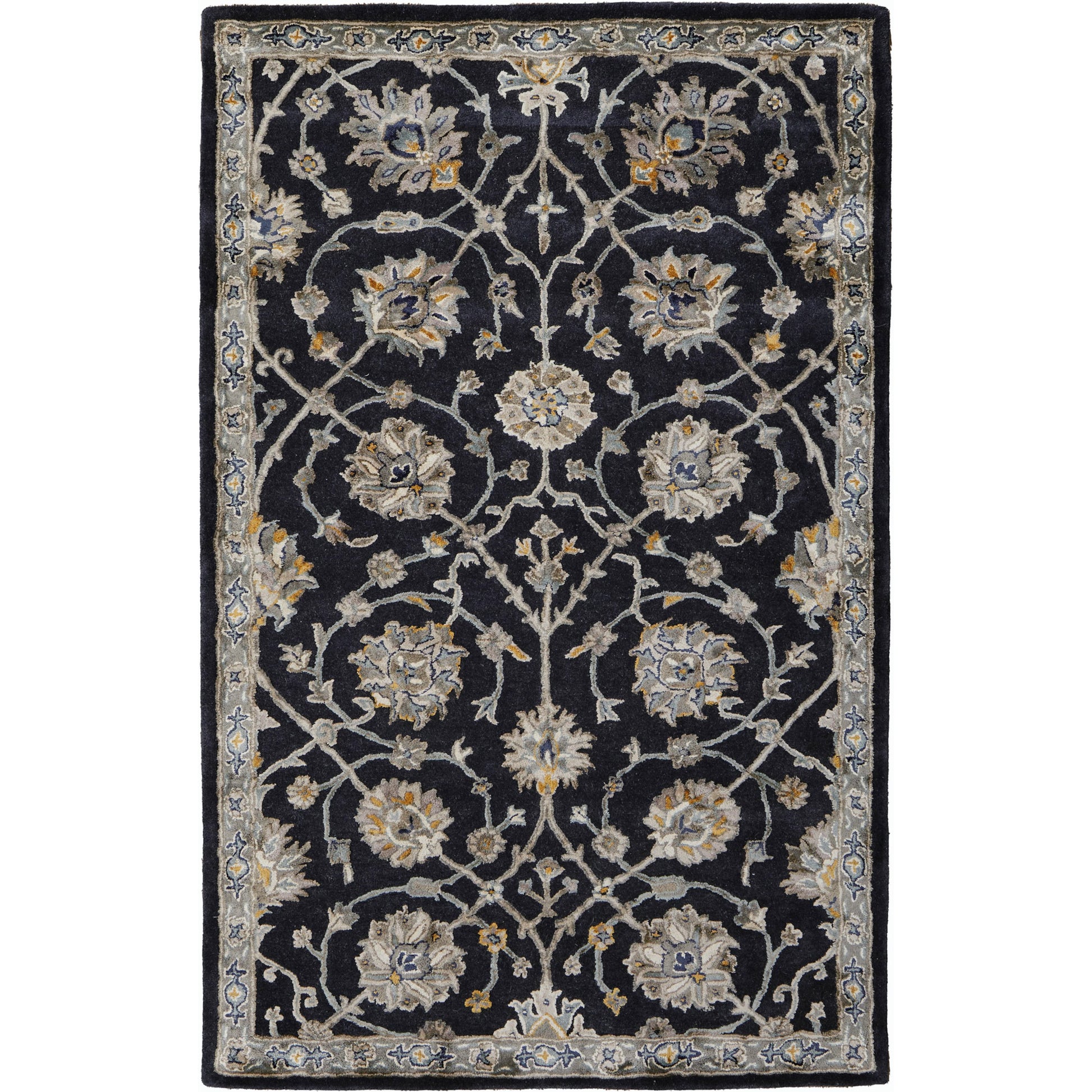 Prescott Traditional & Botanical Rug - 8940F by Feizy in blue, silver, gray. Made from viscose, wool in a unique style.