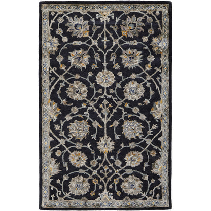Prescott Traditional & Botanical Rug - 8940F by Feizy in blue, silver, gray. Made from viscose, wool in a unique style.