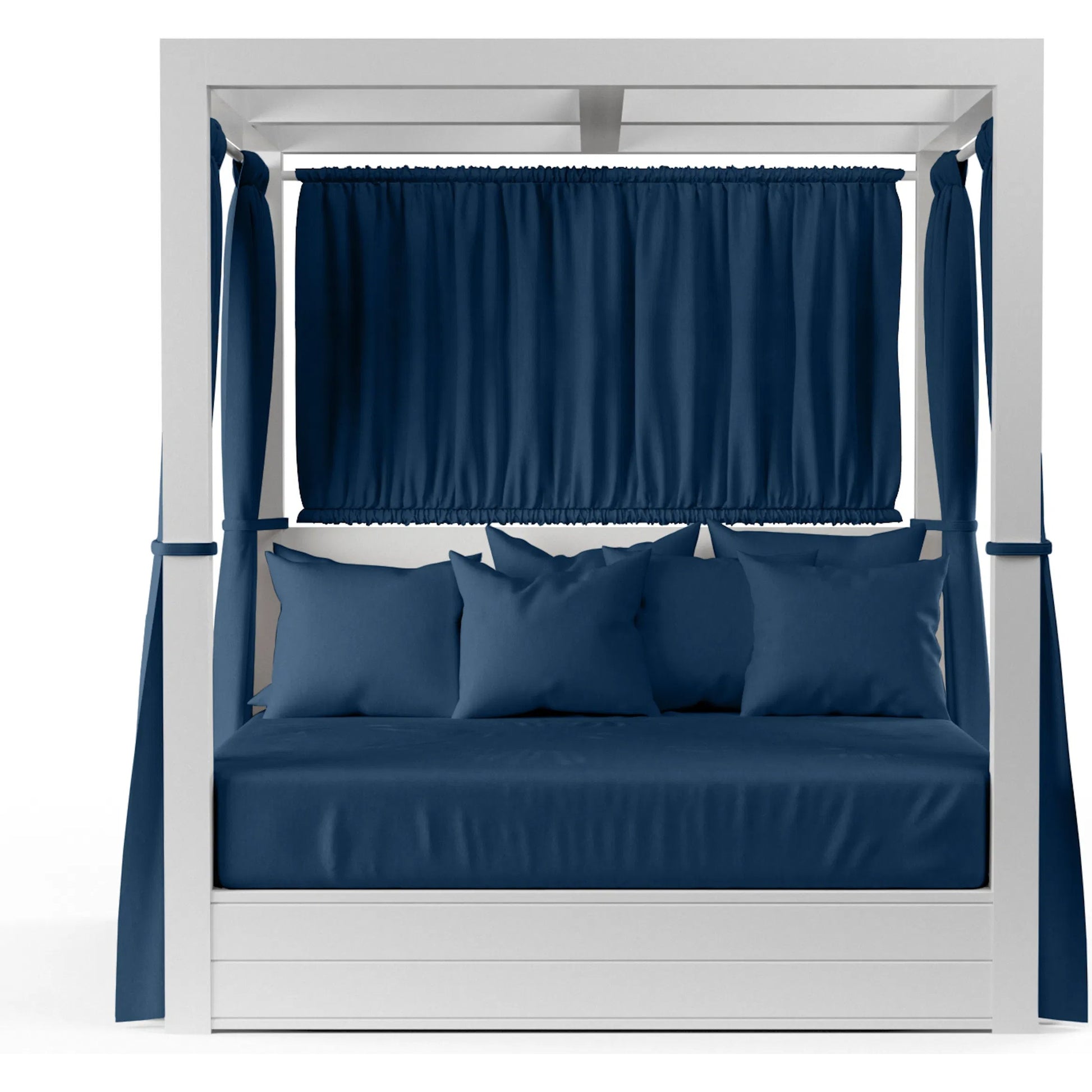 Newport Outdoor Resort King Daybed by Sunset West in whites/creams/beiges. Made from aluminum in a modern style.