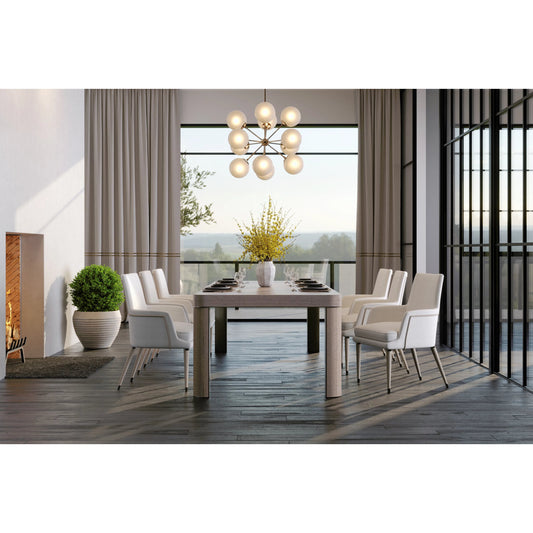 Water Upwelling Stone Leg Dining Table by Jonathan Charles in ash blonde. Made from oak, stone, metal in a unique style.