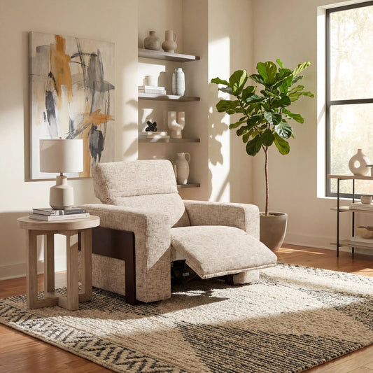 Atlas Power Recliner with Power Headrest by Hooker Furniture in grey and ebony. Made from fabric, 100% polyester in a unique style.