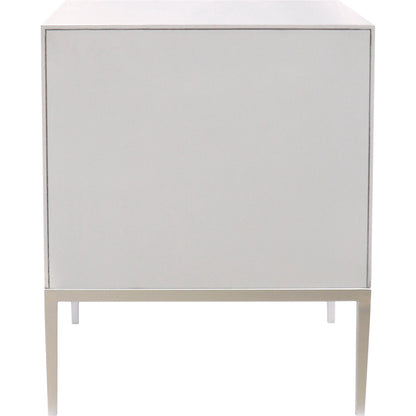 Luna Nightstand by Pasargad Home in silver. Made from wood, metal in a modern style.