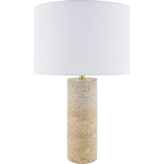 Taboye Accent Table Lamp by Surya in brown. Made from iron, linen, polyester in a transitional style.
