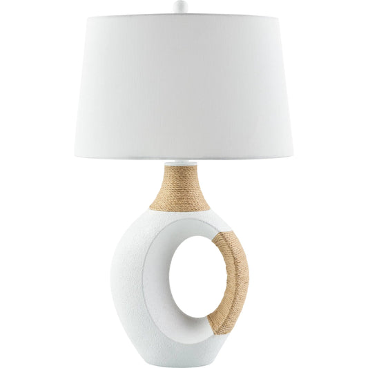 Taiyan Accent Table Lamp by Livabliss in paintedpaintednatural. Made from resin, linen, polyester in a unique style.