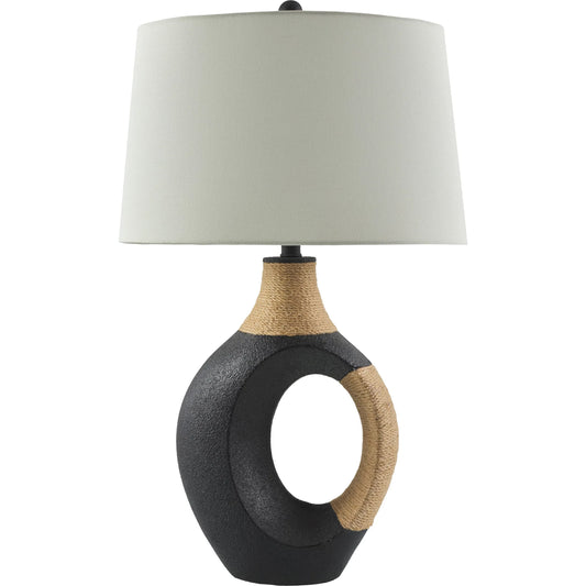 Taiyan Accent Table Lamp by Livabliss in paintedpaintednatural. Made from resin, linen, polyester in a unique style.