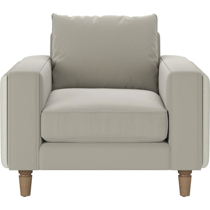 Barret Lounge Chair by A.R.T. Furniture in beige and café au lait. Made from inside: velvet sand colored polyester fabric, outback in faux-leather parchement colored material in a traditional style.