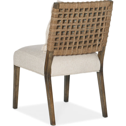 Sundance Woven Back Side Chair (Set of 2) by Hooker Furniture in beige and cliffside, zuri cream. Made from fabric, foam, rope in a coastal style.