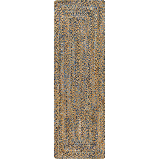 Sanya Bay Pillow - 32492 by Surya in tan, light blue, navy. Made from main: 60% recycled fabric, main: 40% jute in a modern style.