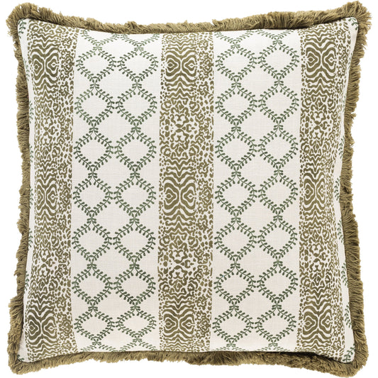 Tanzania Pillow - 34296 by Surya in olive, dark green, beige. Made from 100% cotton in a eclectic & global style.