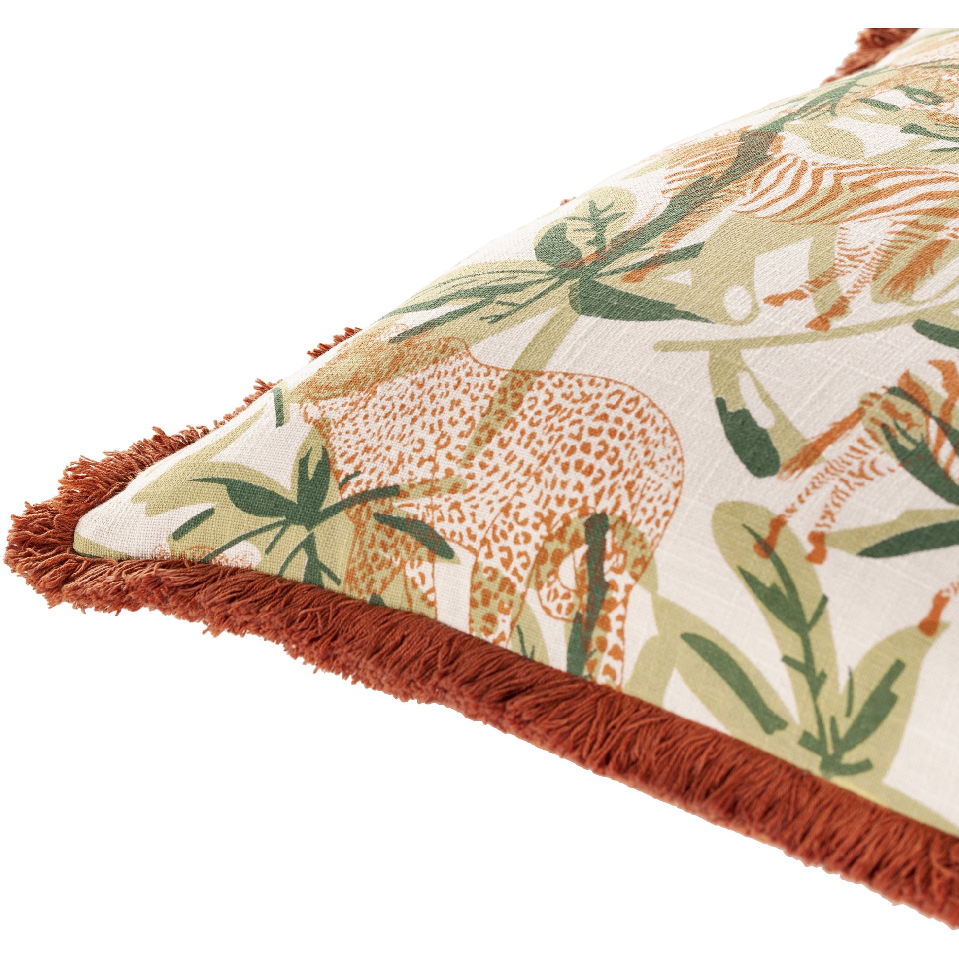 Tanzania Indoor/Outdoor Pillow by Surya in off-white, light olive, burnt orange, rust, dark green. Made from 100% cotton in a coastal style.