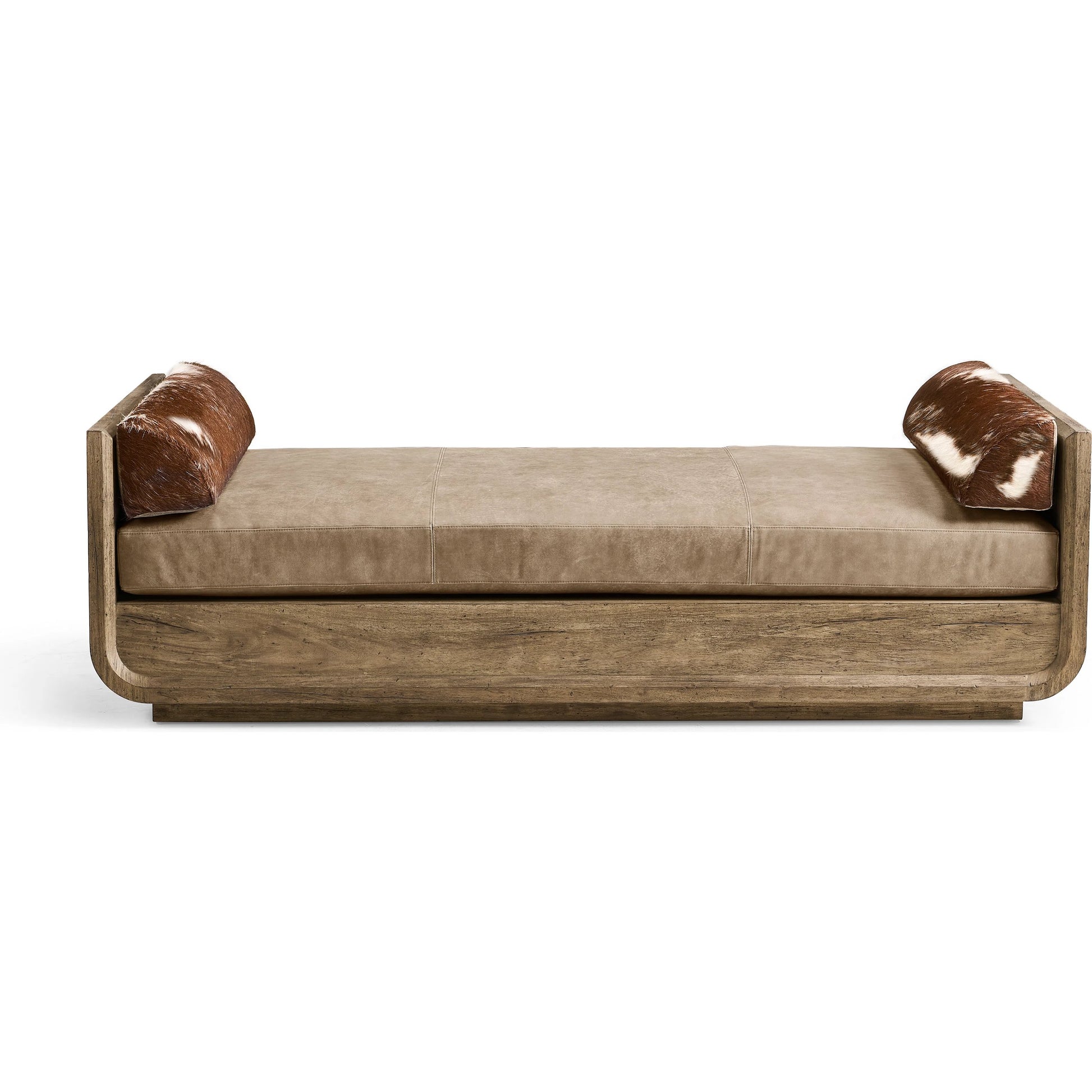 Stone Ridge Leather & Hide Daybed by Jonathan Charles in tully light acacia. Made from acacia veneer in a cottage & farmhouse style.