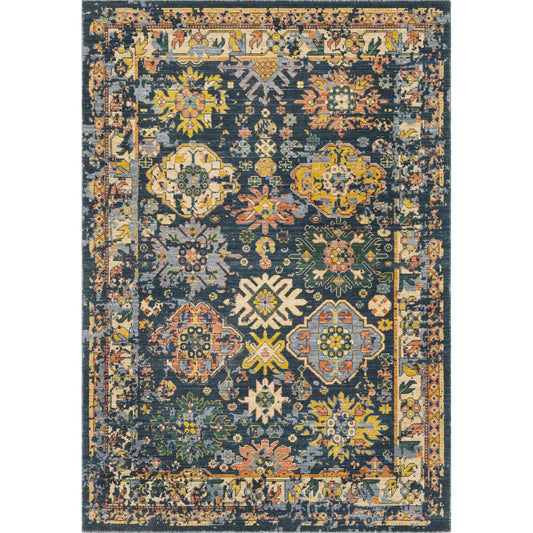 TZR-1003 Rug by Livabliss in dark green, beige, gray, mustard, orange. Made from 80% wool, 20% nylon in a unique style.