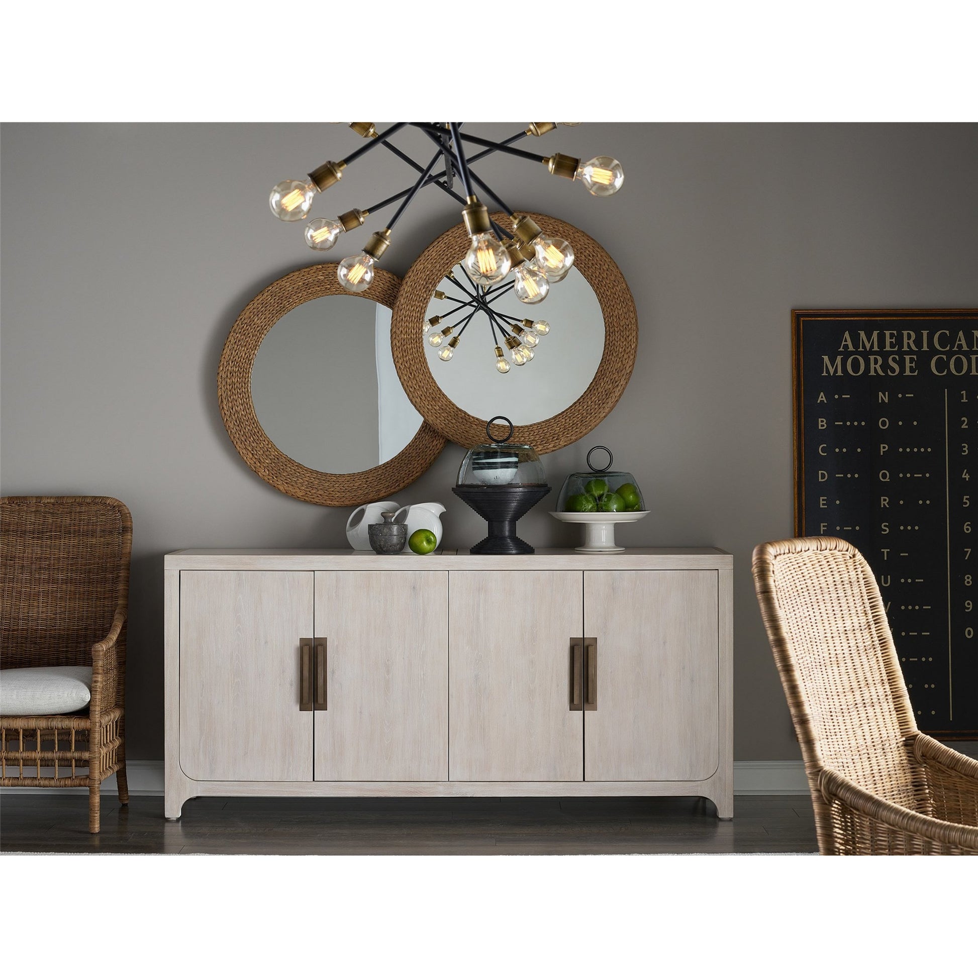 Blair Credenza by Universal Furniture in aged pewter and natural oak. Made from unique in a transitional style.