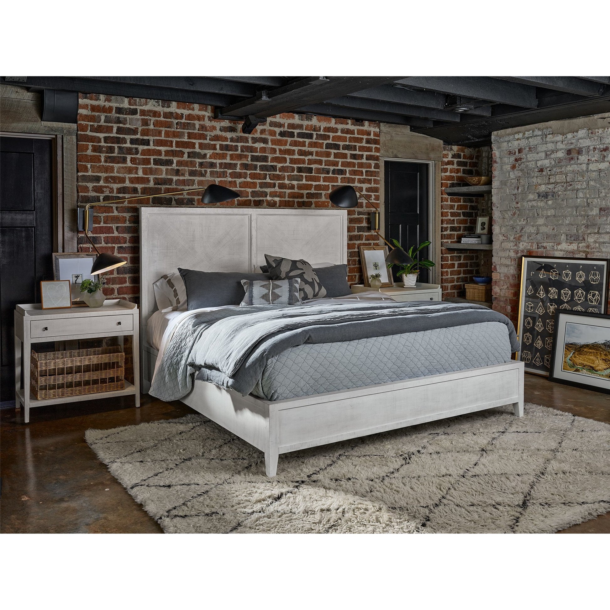 Ames Bed by Universal Furniture in aged pewter. Made from unique in a transitional style.