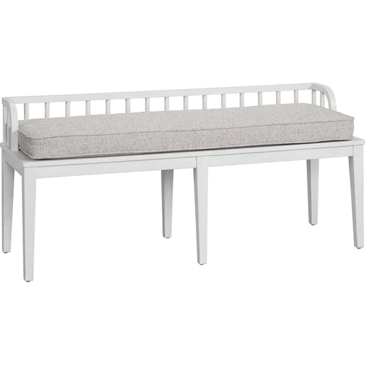 Finn Dining Bench by Universal Furniture in coconut metal and picket fence. Made from 61% olefin, 37% cotton, 2% polyester in a cottage & farmhouse style.