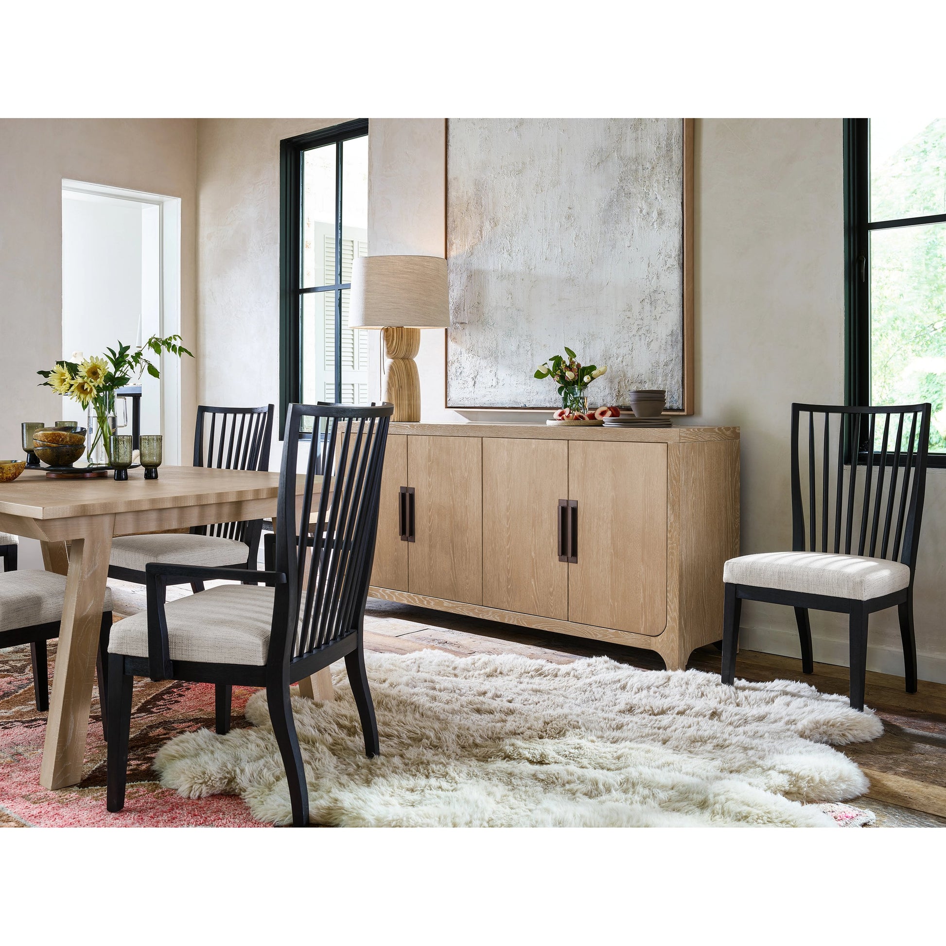 Blair Credenza by Universal Furniture in aged pewter and natural oak. Made from unique in a transitional style.