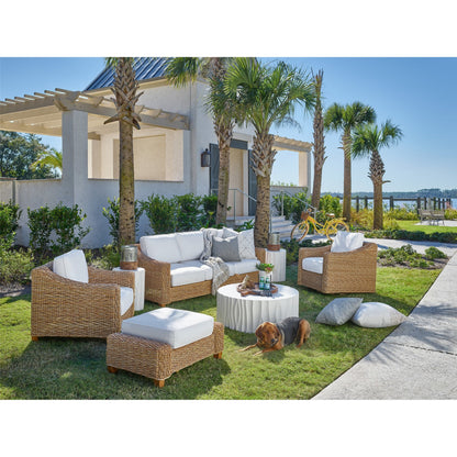 Geneva Cocktail Table by Coastal Living by Universal Furniture in stainless steel and abaco white. Made from unique in a coastal style.
