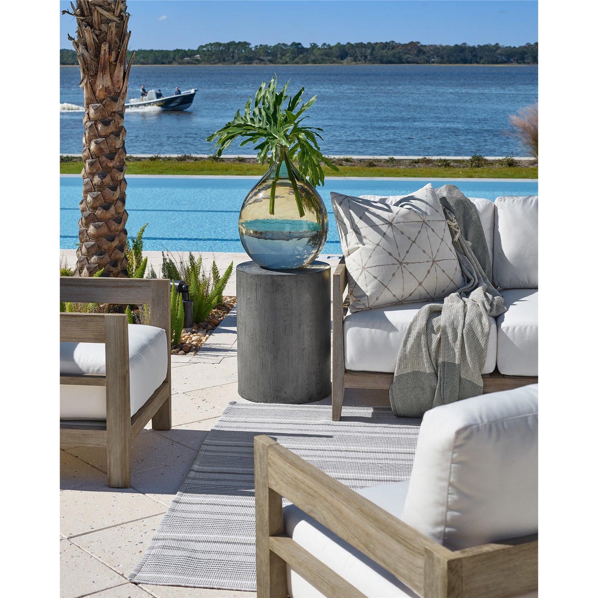 Oahu Side Table by Coastal Living by Universal Furniture in stainless steel and harvested gray. Made from unique in a coastal style.
