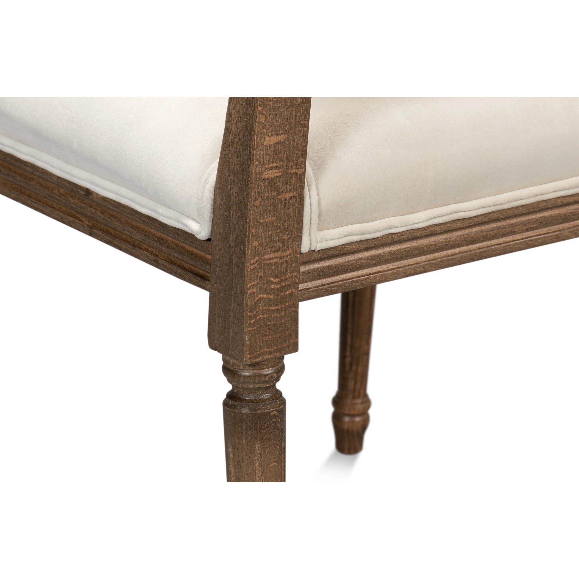 Louis XVI Squared Side Chair (Set of 2) by Sarreid Ltd. in cream. Made from beechwood, driftwood, fabric in a traditional style.