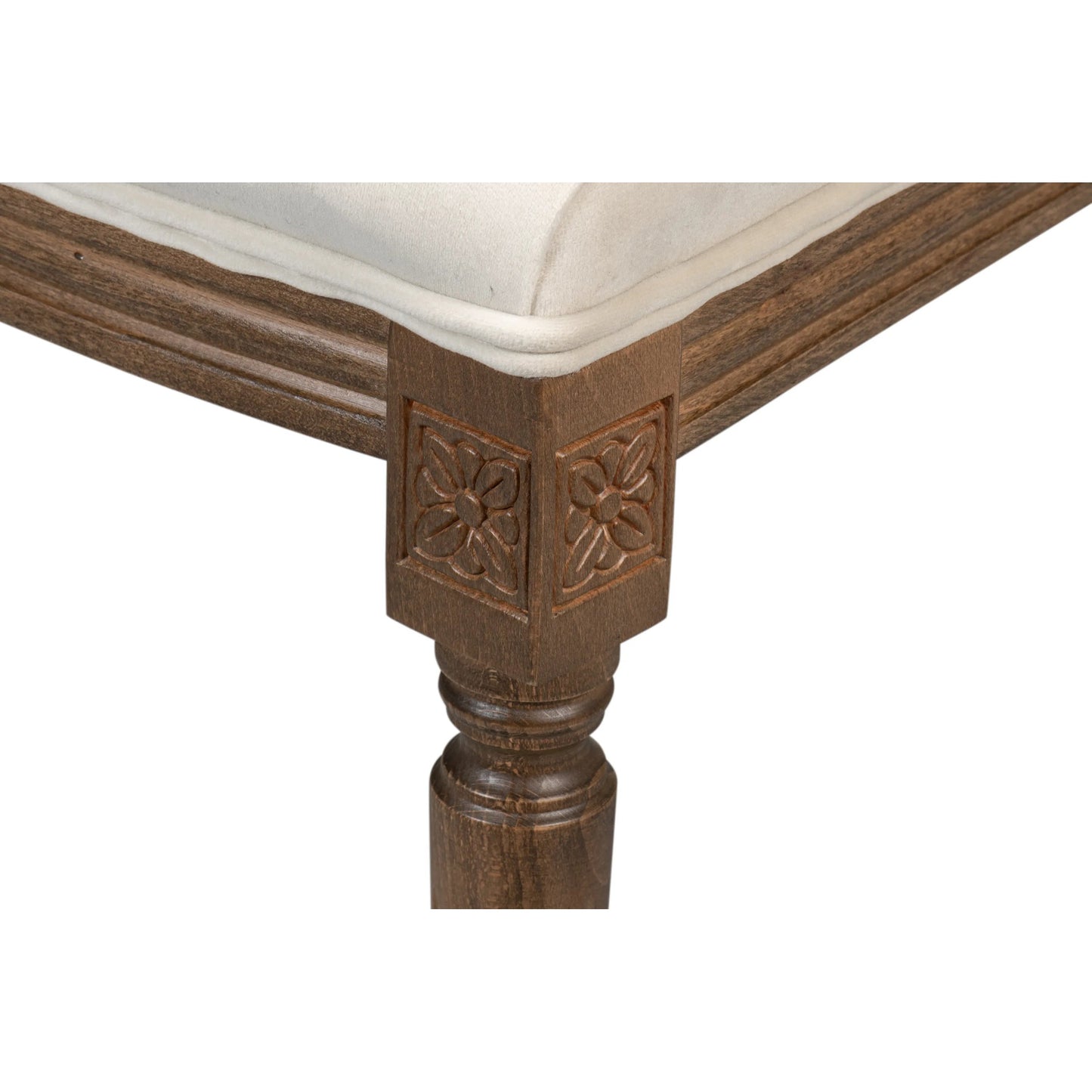 010 SI-2372535 | Closeup | Louis XVI Squared Side Chair (Set of 2) by Sarreid Ltd. in cream. Made from beechwood, driftwood, fabric in a traditional style.