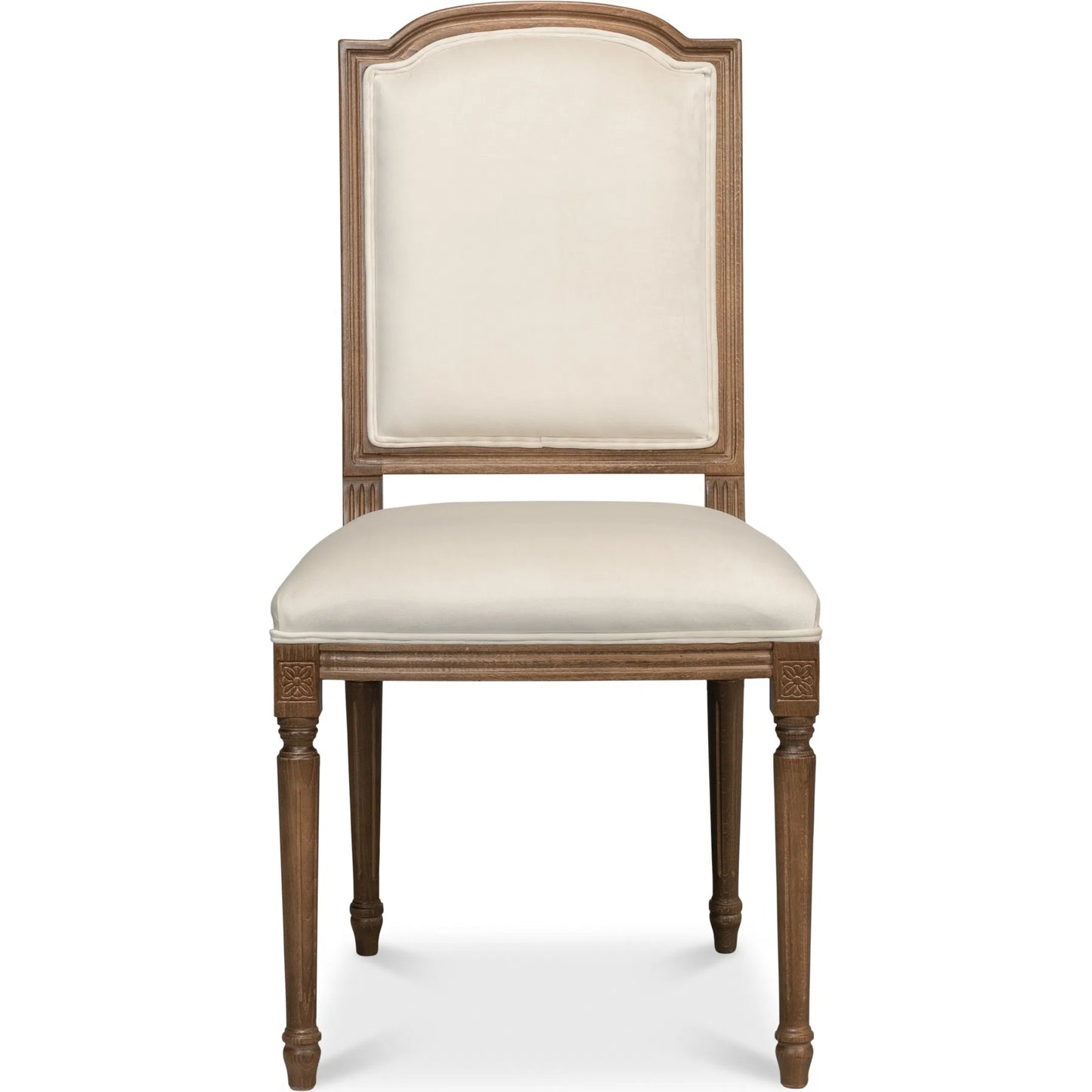 002 SI-2372535 | Additional Silo | Louis XVI Squared Side Chair (Set of 2) by Sarreid Ltd. in cream. Made from beechwood, driftwood, fabric in a traditional style.