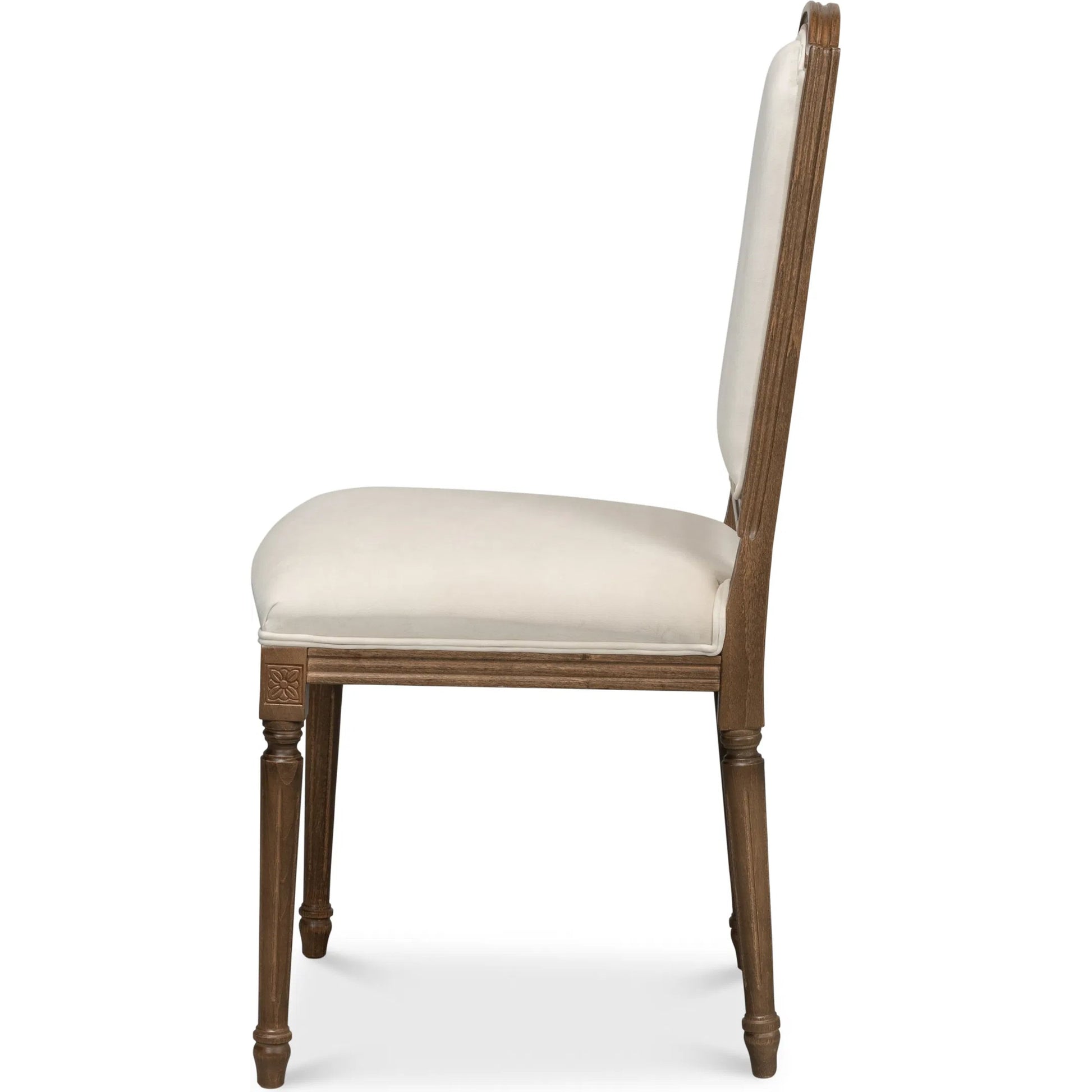 Louis XVI Squared Side Chair (Set of 2) by Sarreid Ltd. in cream. Made from beechwood, driftwood, fabric in a traditional style.