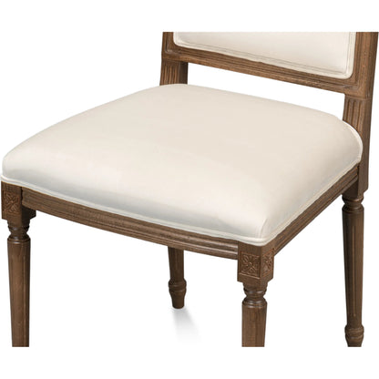 Louis XVI Squared Side Chair (Set of 2) by Sarreid Ltd. in cream. Made from beechwood, driftwood, fabric in a traditional style.