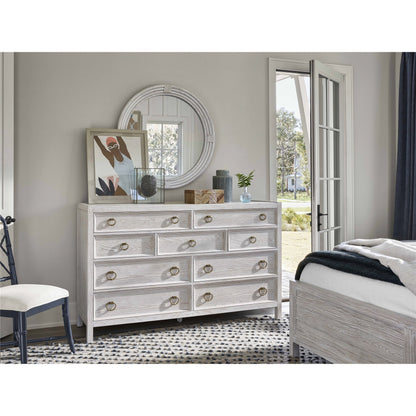 Getaway Dresser by Coastal Living by Universal Furniture in antique brass and sea oat. Made from unique in a transitional style.
