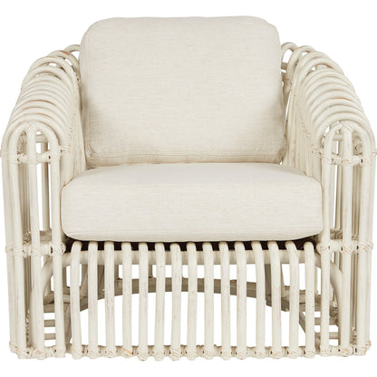 Camps Bay Rattan Chair by Coastal Living by Universal Furniture in nomad snow and egret. Made from 92% polyester, 8% linen in a coastal style.