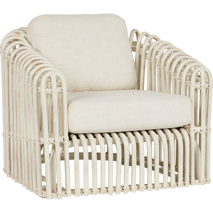 Camps Bay Rattan Chair by Coastal Living by Universal Furniture in nomad snow and egret. Made from 92% polyester, 8% linen in a coastal style.