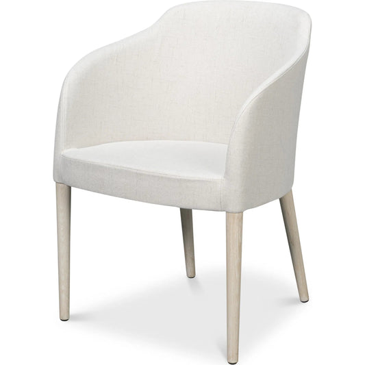 Occasional Contemporary Chair by Sarreid Ltd. in white. Made from beechwood, lime white, crema fabric in a unique style.