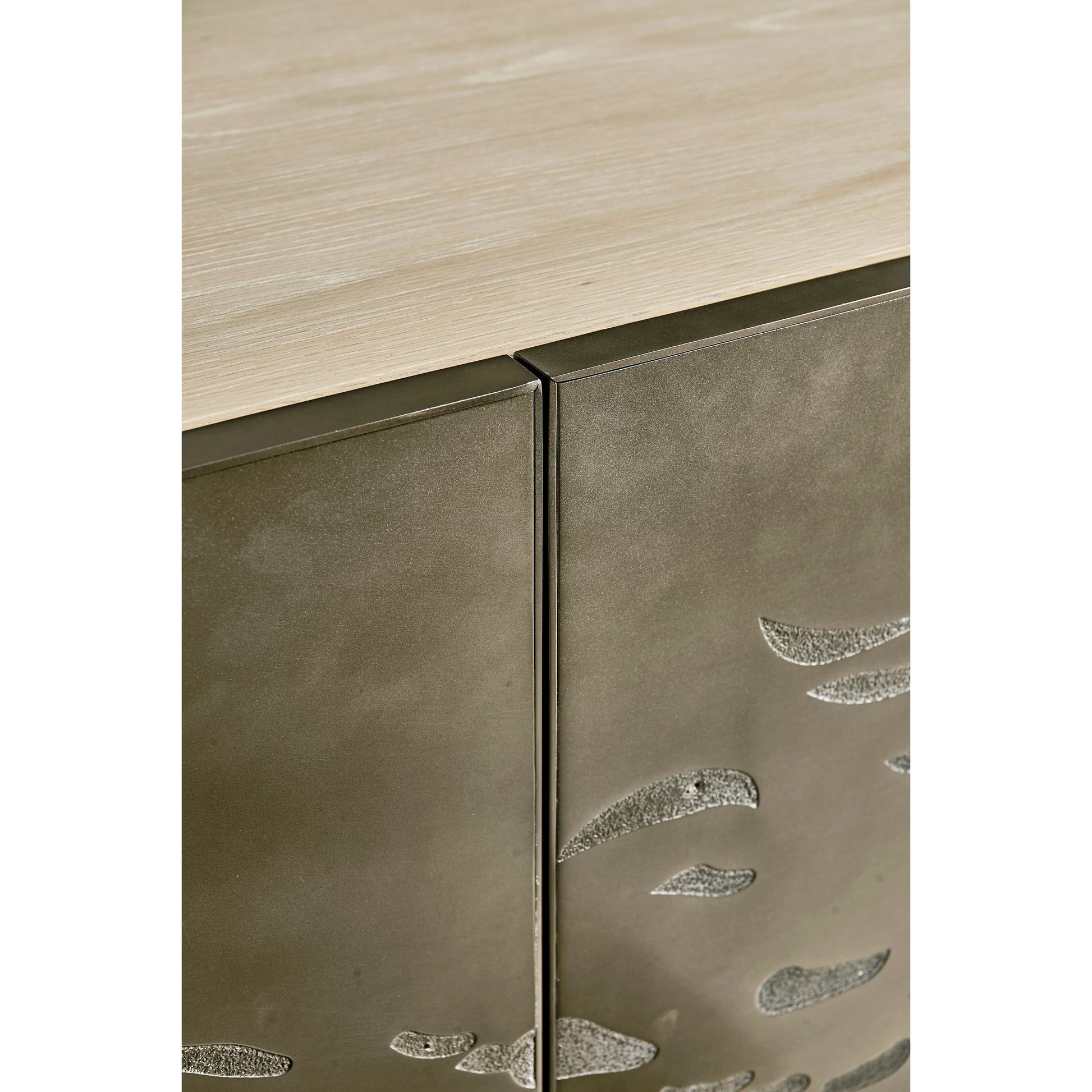 Water Diel Acid Etched Door Chest by Jonathan Charles in bleached oak. Made from oak, cast metal in a modern style.