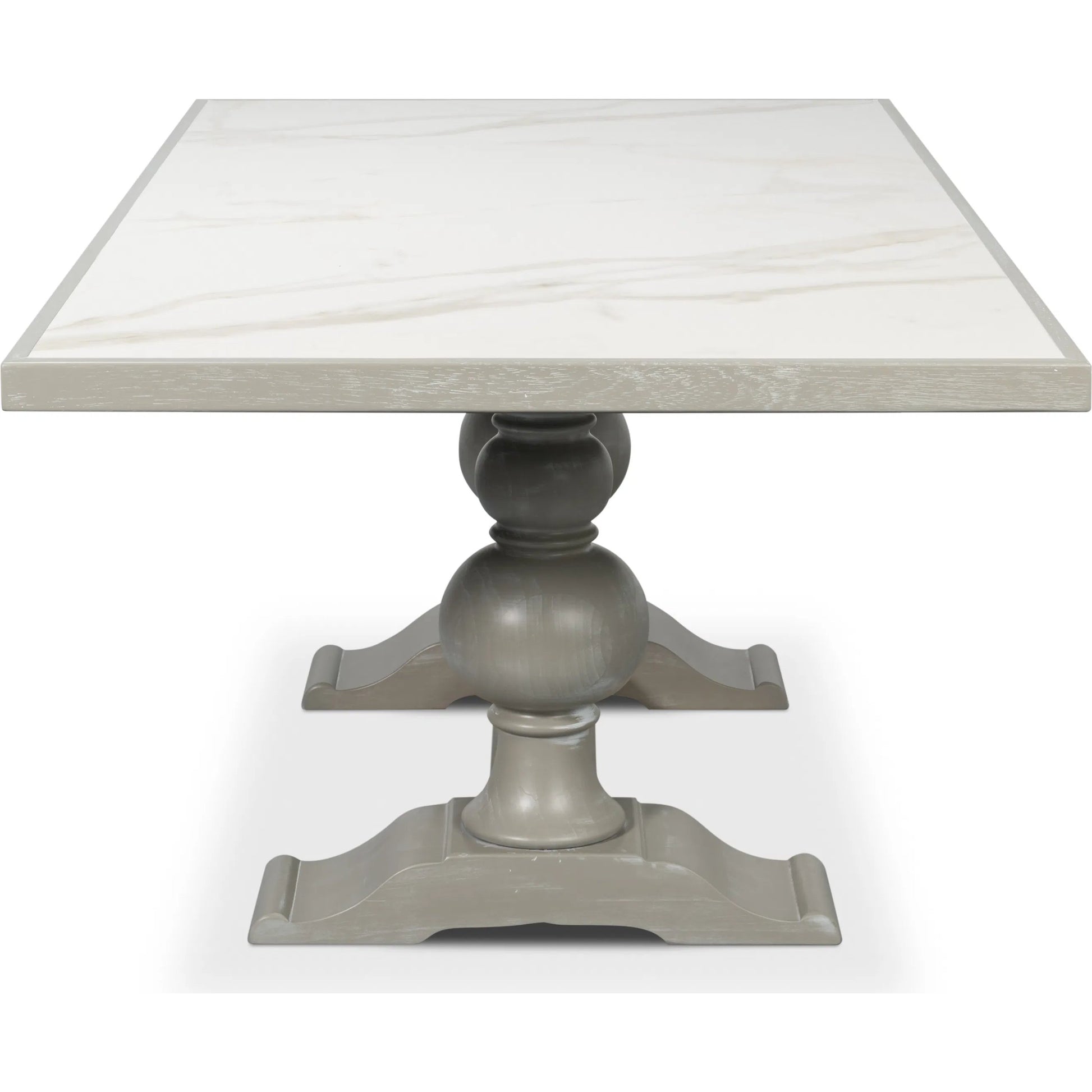 Small 81" Dining Table by Sarreid Ltd. in grey and carmine legno. Made from poplar, procelain, carmine legno, porcelain calacatta gloss top in a modern style.