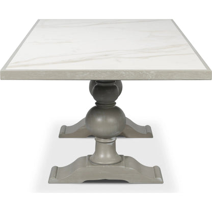 Small 81" Dining Table by Sarreid Ltd. in grey and carmine legno. Made from poplar, procelain, carmine legno, porcelain calacatta gloss top in a modern style.