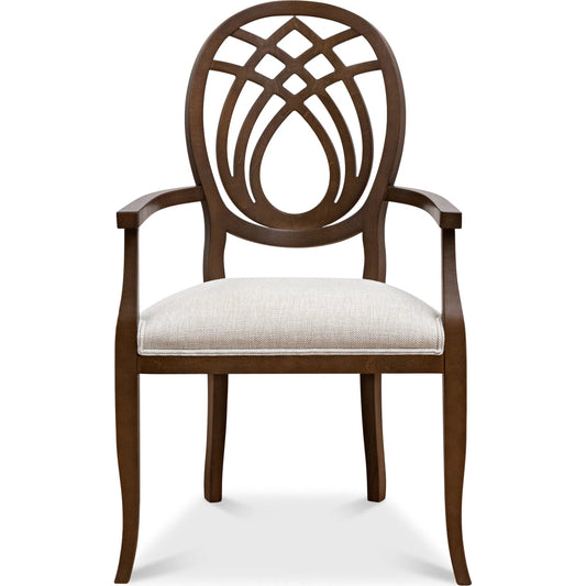 Goccia Arm Chair by Sarreid Ltd. in freia oatmeal. Made from beechwood in a unique style.