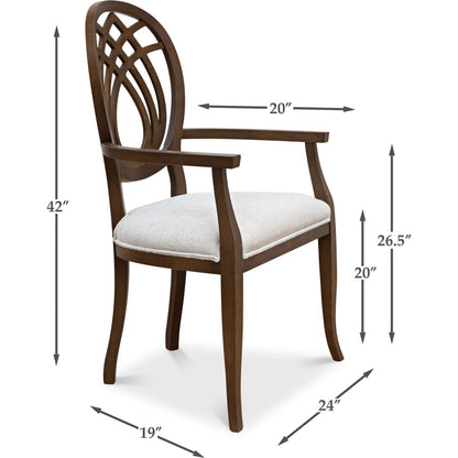 Goccia Arm Chair by Sarreid Ltd. in freia oatmeal. Made from beechwood in a traditional style.