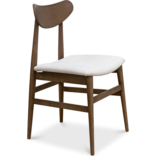 Mid-Century Side Chair (Set of 2) by Sarreid Ltd. in oatmeal. Made from beechwood, driftwood, oatmeal fabric in a unique style.