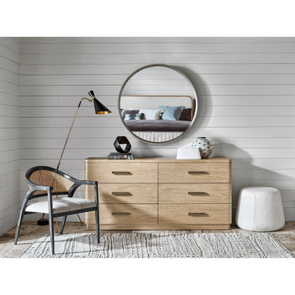 Nomad Round Mirror by Universal Furniture in champagne. Made from unique in a modern style.