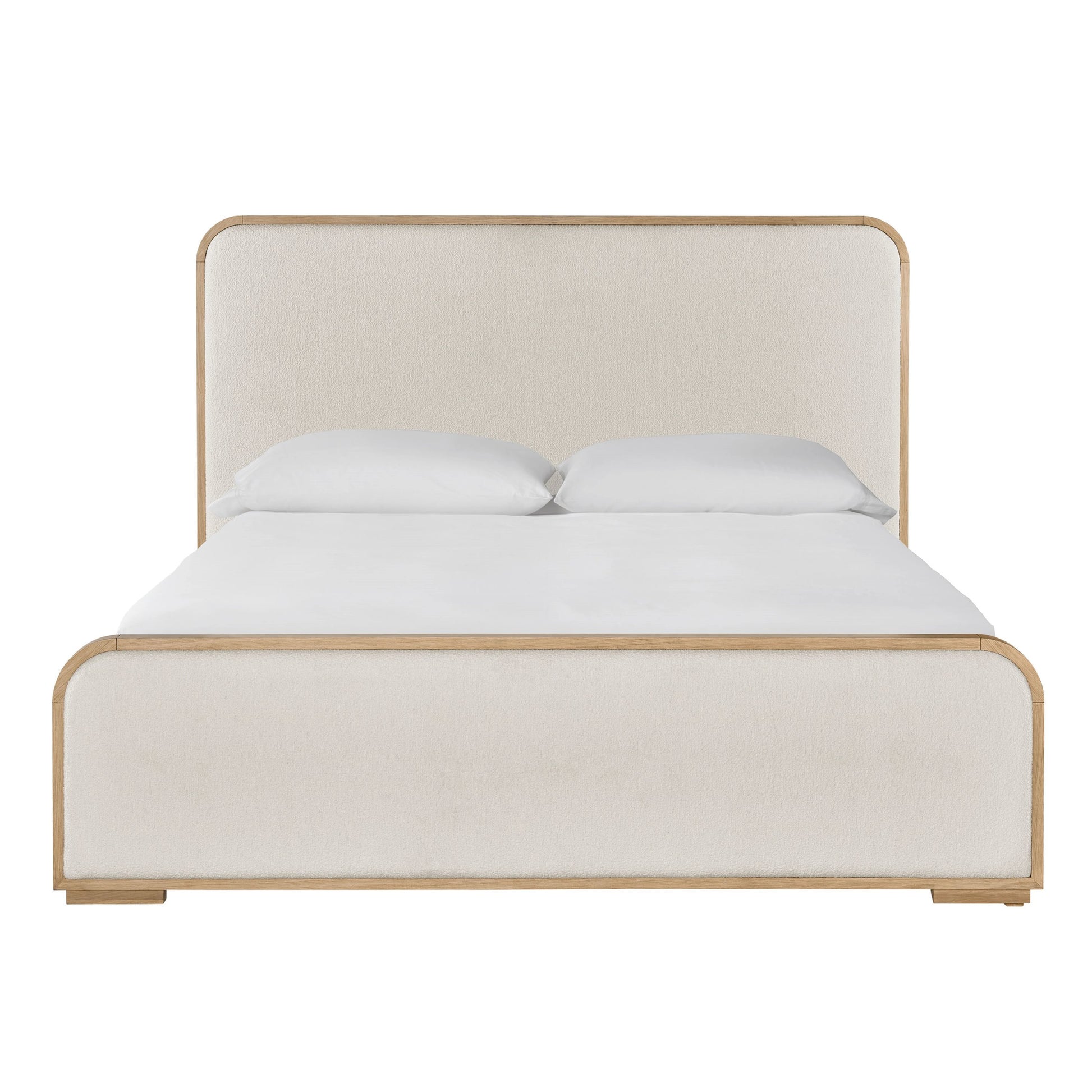 Nomad Bed by Universal Furniture in canberra ivory and tech oak. Made from 97% polyester, 3% acrylic, oak in a modern style.