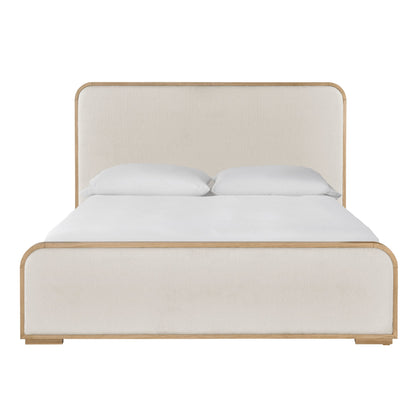 Nomad Bed by Universal Furniture in canberra ivory and tech oak. Made from 97% polyester, 3% acrylic, oak in a modern style.