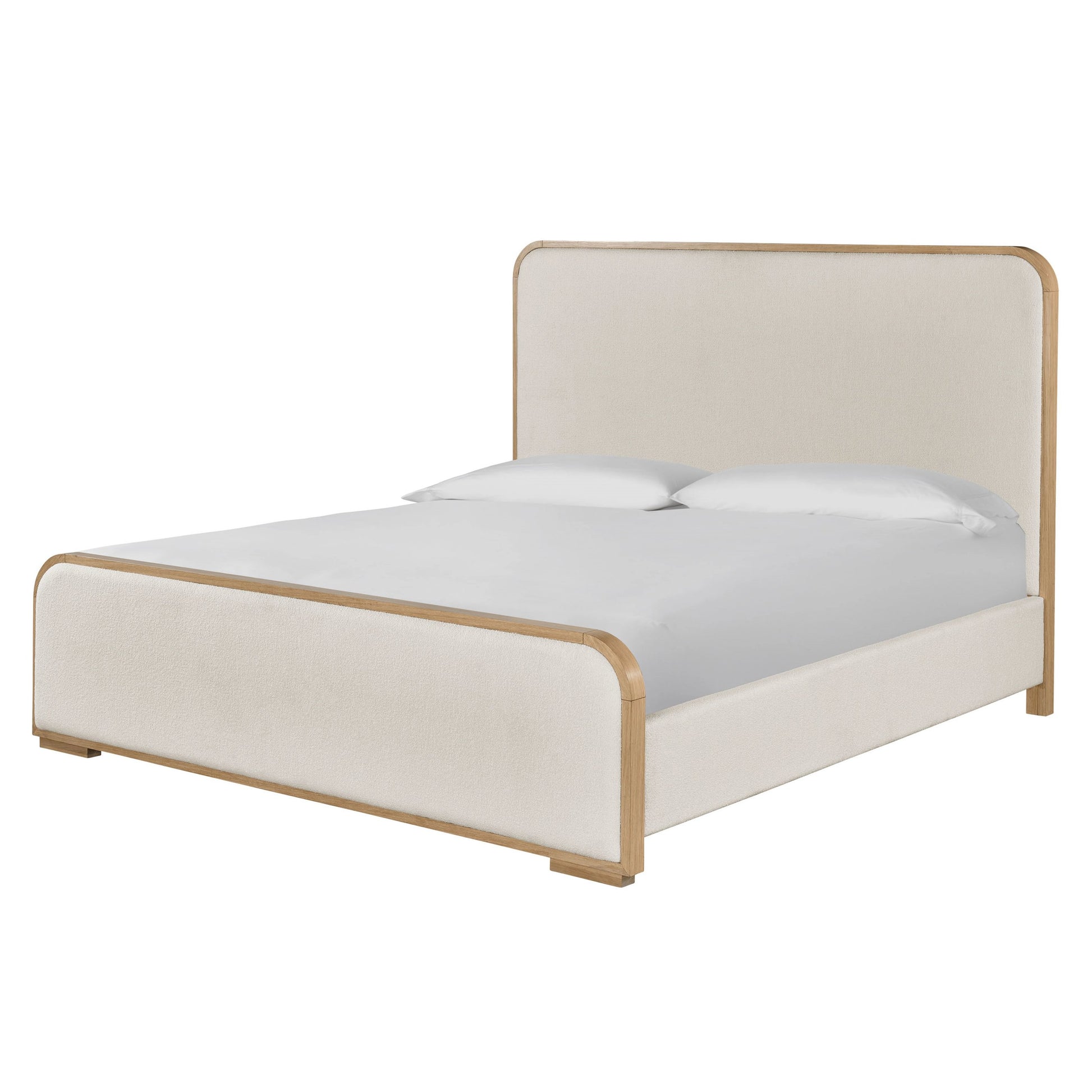 Nomad Bed by Universal Furniture in canberra ivory and tech oak. Made from 97% polyester, 3% acrylic, oak in a modern style.