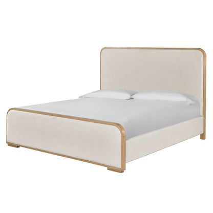 Nomad Bed by Universal Furniture in canberra ivory and tech oak. Made from 97% polyester, 3% acrylic, oak in a modern style.