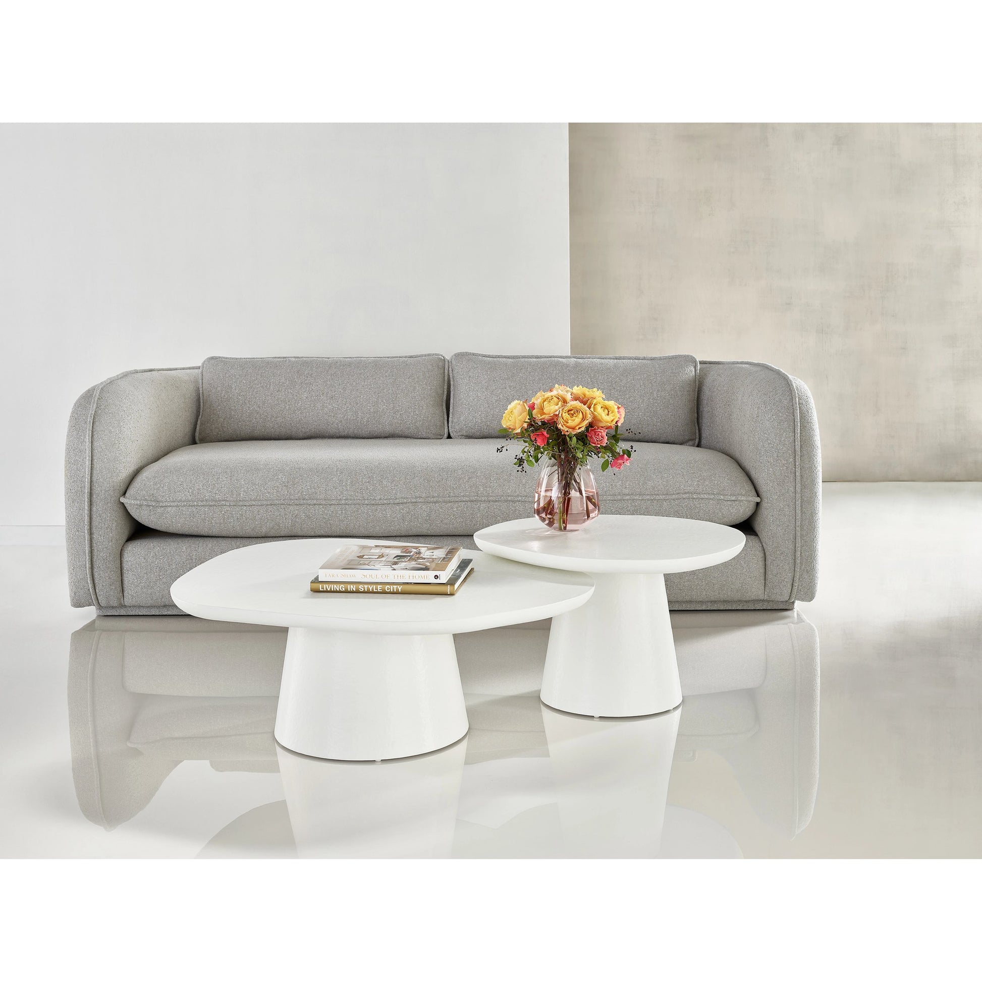 Tranquility Nesting Cocktail Tables by Miranda Kerr Home in milky mushroom. Made from unique in a modern style.