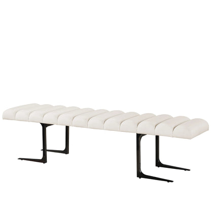 Erinn V X Universal Devereux Bed Bench by Universal Furniture in endurance sand and black nickel. Made from 80% polyurethane, 20% polyester in a modern style.