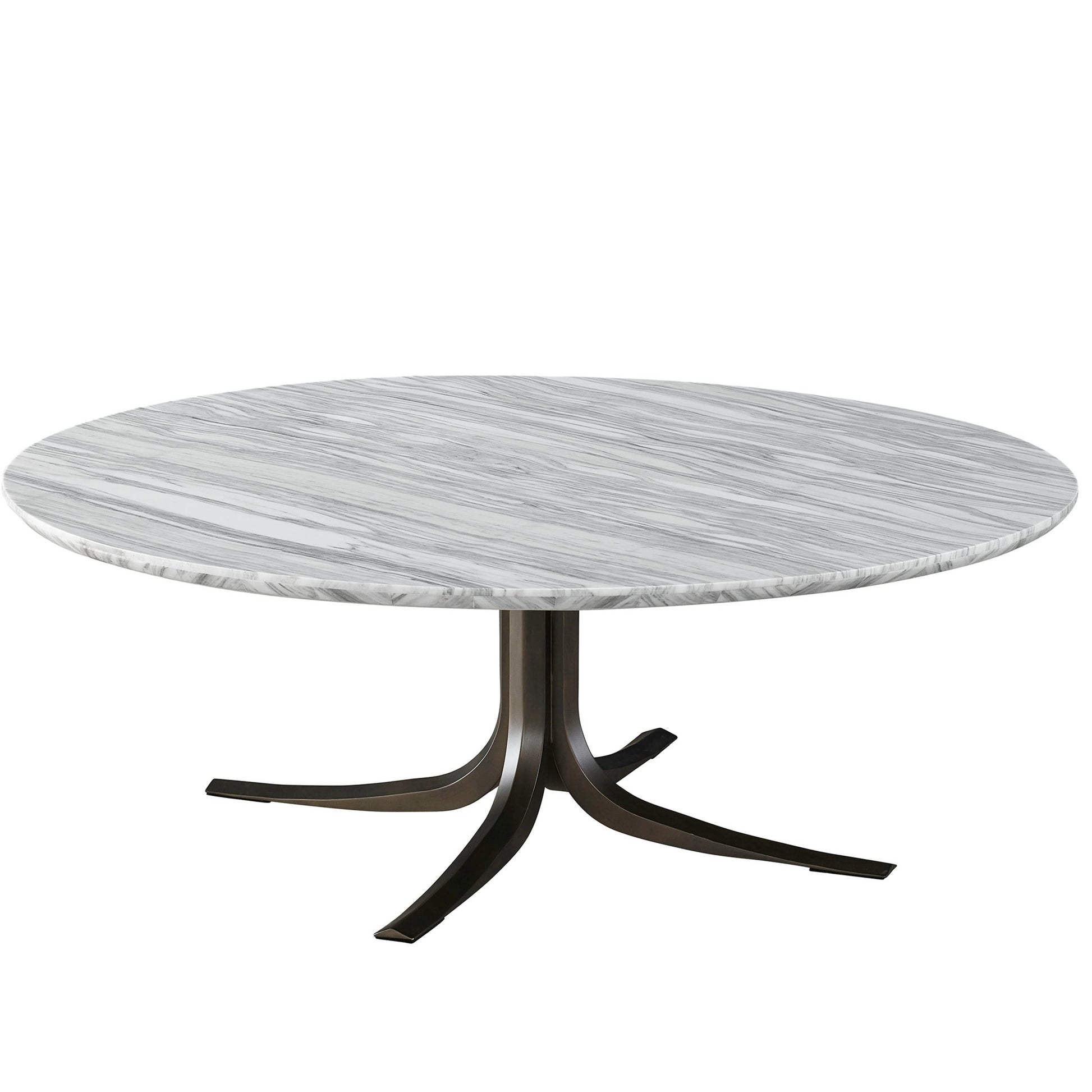 Erinn V X Universal Aro Cocktail Table by Universal Furniture in calacatta marble, satin bronze. Made from marble, cast aluminum in a modern style.