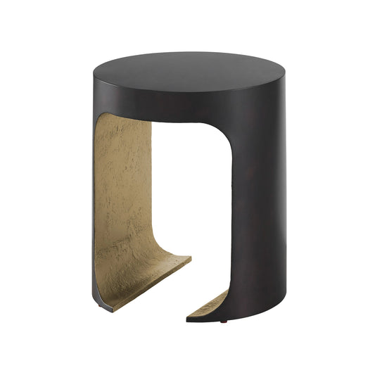 Erinn V X Universal Sonora Side Table by Universal Furniture in blakened bronze, silver leaf. Made from unique in a modern style.